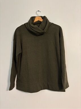Talbots Petite Cowl Neck Sweatshirt Top - Medium Petite - Olive Green